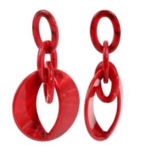Womens Red Hoop Dangle Earrings Acrylic Drop Jewelry